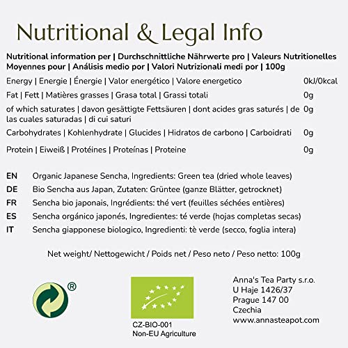 Anna's Teapot Organic Sencha Asamushi - Organic Loose Japanese Green Tea