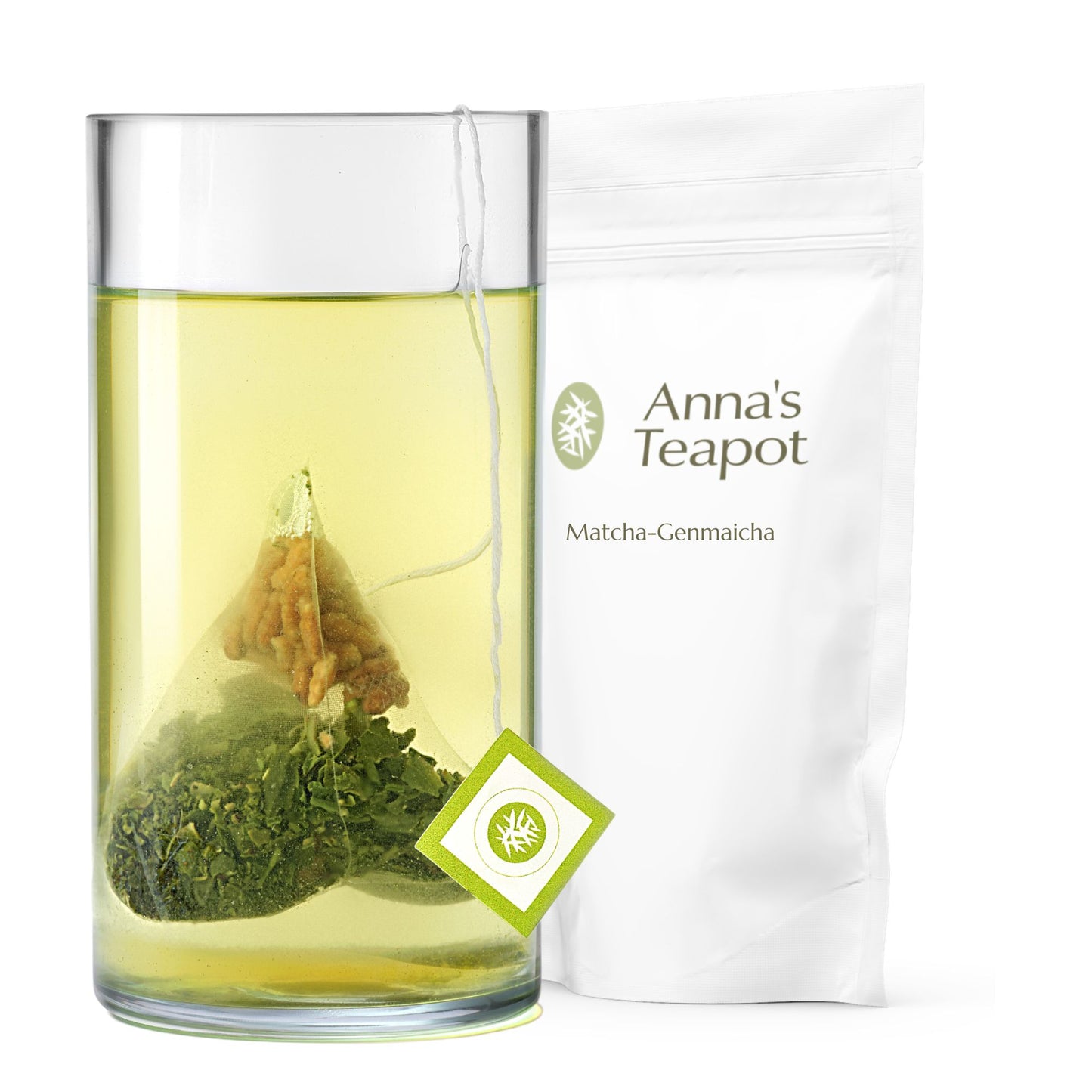 Anna's Teapot Organic Genmaicha with Matcha - 20 Pyramid Teabags in a Resealable Pouch