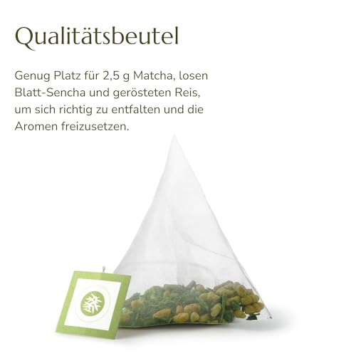 Anna's Teapot Matcha-Genmaicha - Organic Japanese Green Tea - Individually Wrapped Pyramid Tea Bags